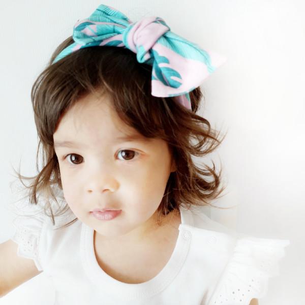 Pink Palm Print Bow Knot Headband