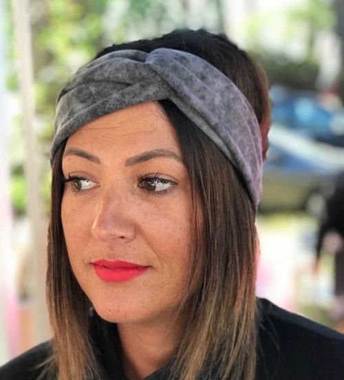 Black Acid Wash Turban Headband