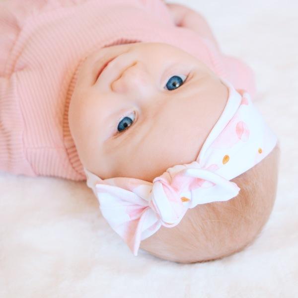 Blush Bubbles Print Bow Knot Headband