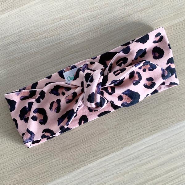 Blush Leopard Print Top Knot Headband
