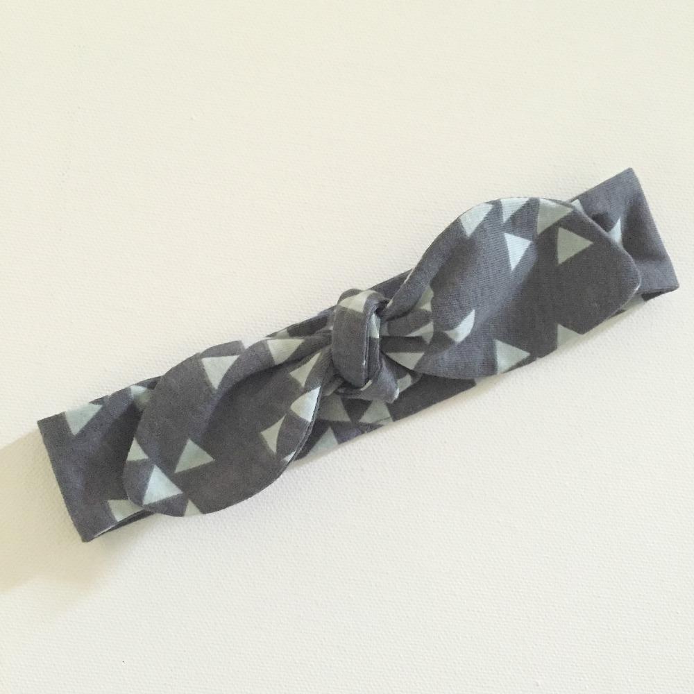 Charcoal & Mint Triangles Top Knot Headband
