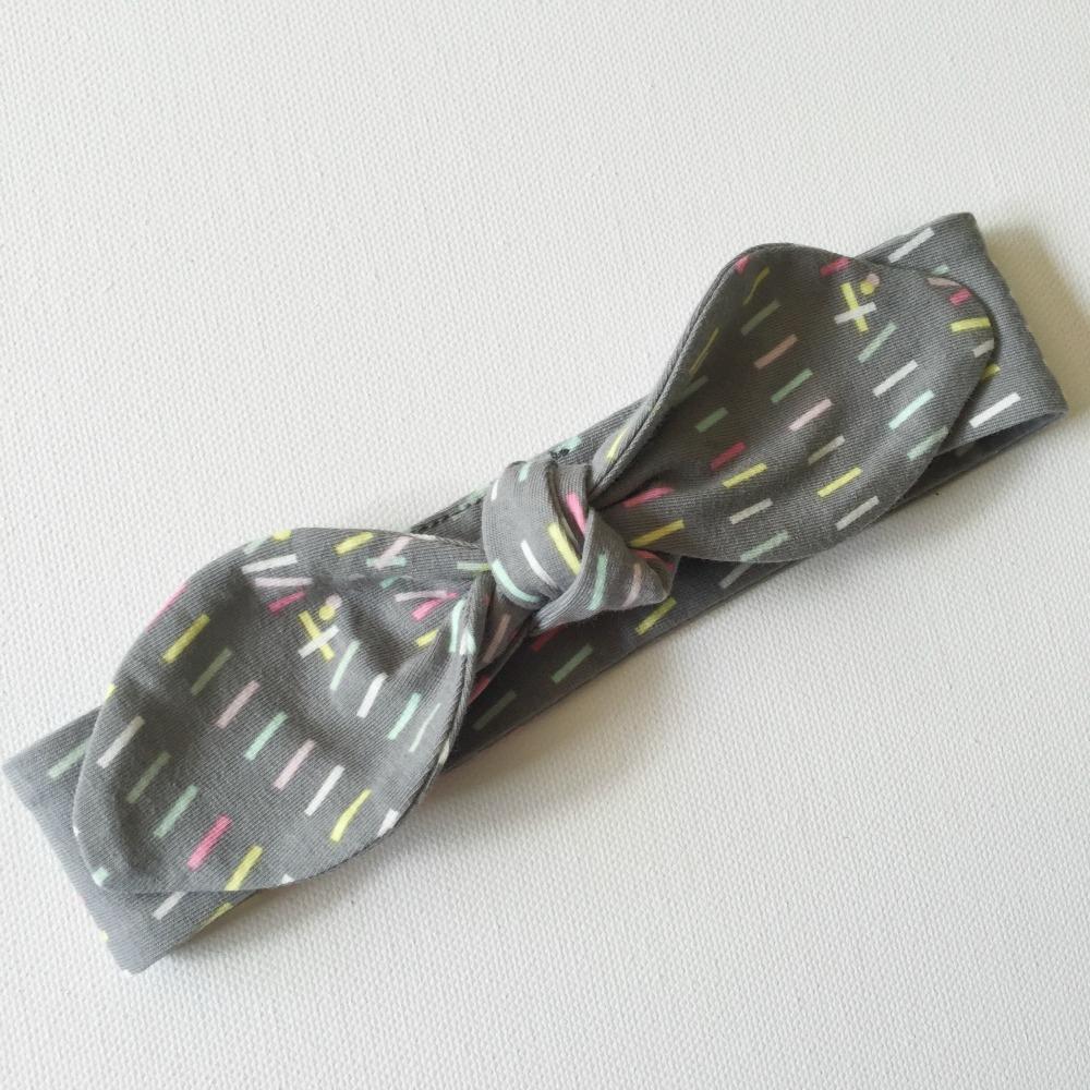 Sprinkles in Grey Top Knot Headband