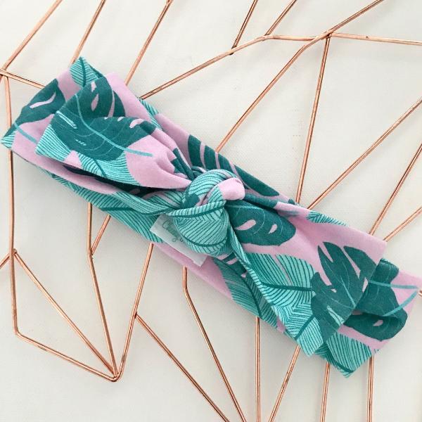 Pink Palm Print Bow Knot Headband