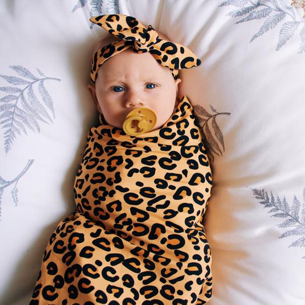 Peach Leopard Print Top Knot Headband