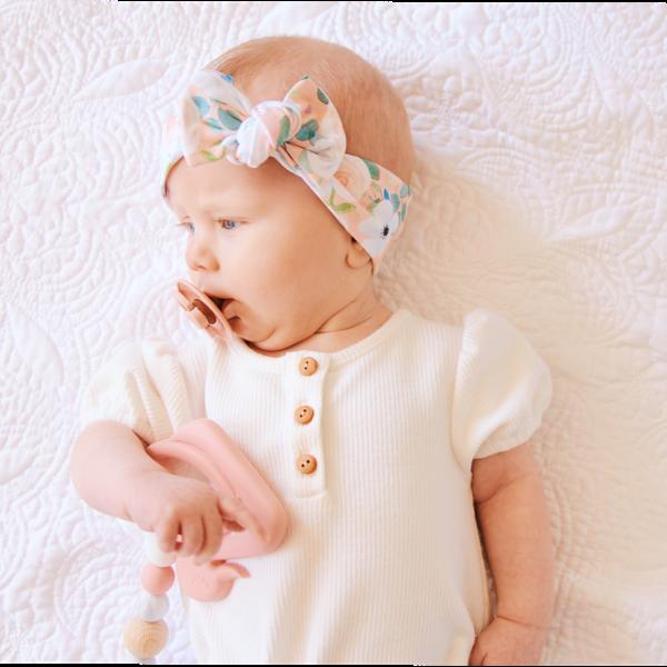 Peach Peony Bow Knot Headband