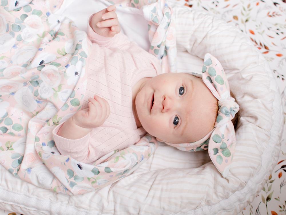 Peach Peony Top Knot Headband