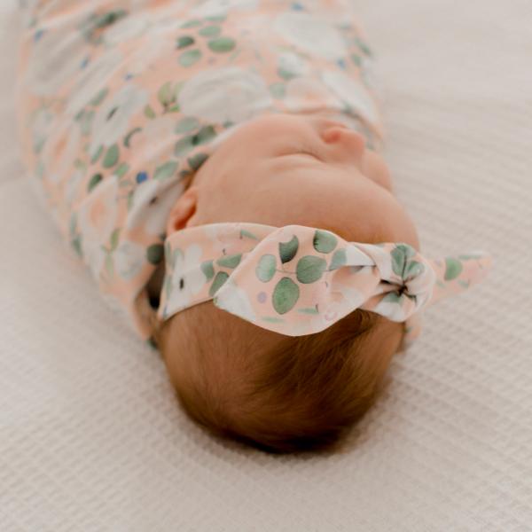 Peach Peony Top Knot Headband