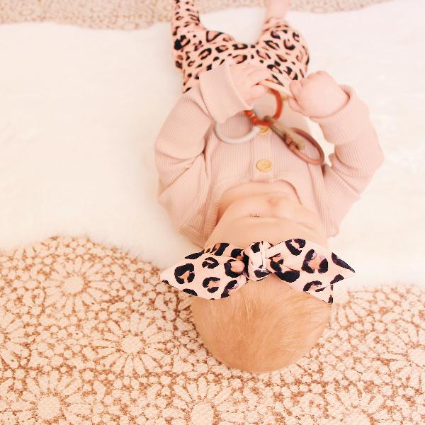 Blush Leopard Print Top Knot Headband