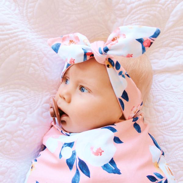 Peony Rose Floral Top Knot Headband