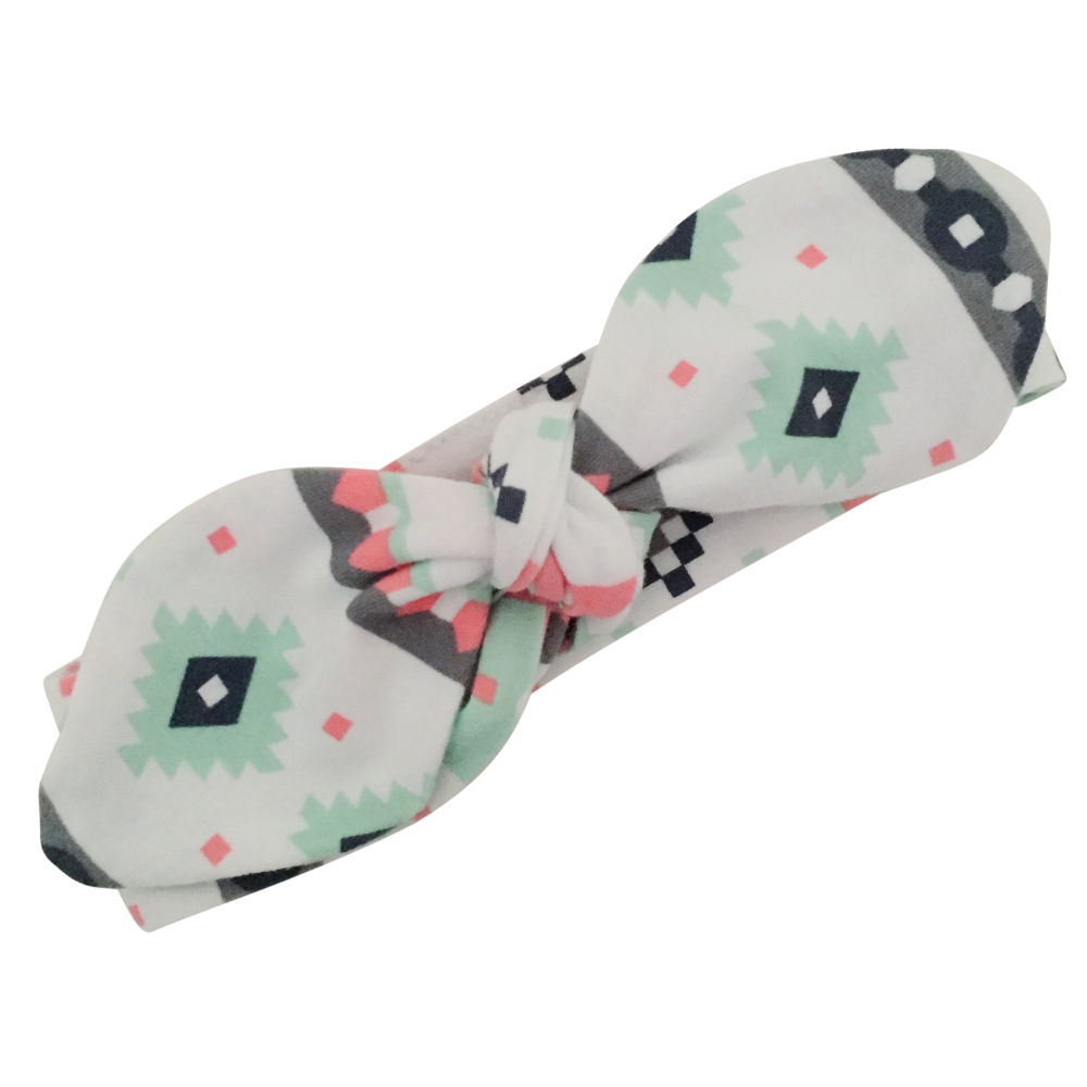 Mint & Pink Aztec Top Knot Headband