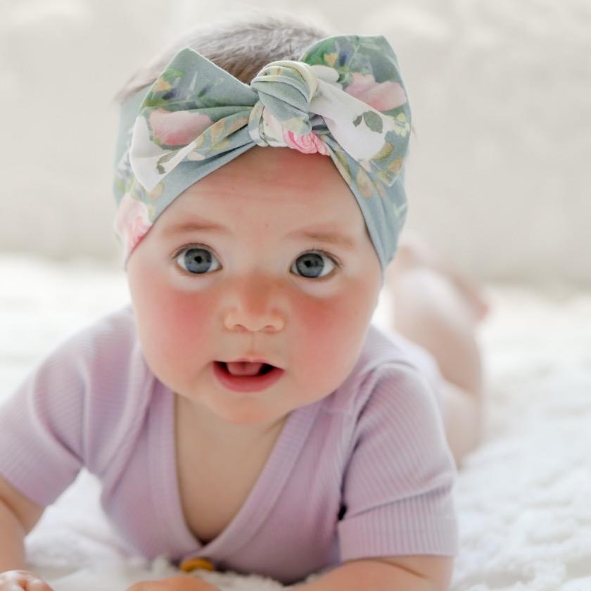 Teal Floral Bow Knot Headband