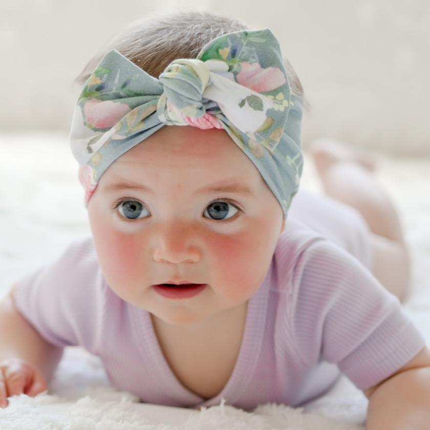 Teal Floral Bow Knot Headband