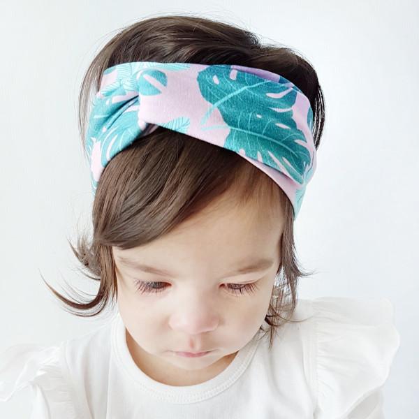 Pink Palm Print Turban Headband