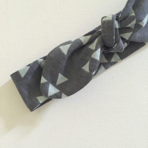 Charcoal & Mint Triangles Top Knot Headband