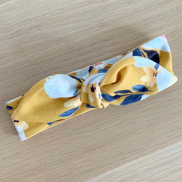 Mustard Peony Floral Top Knot Headband