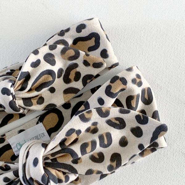 Nude Leopard Print Top Knot Headband