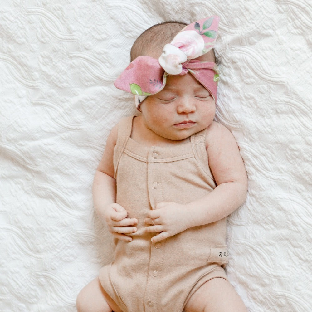 Antique Rose Floral Top Knot Headband