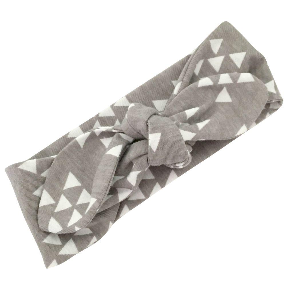 Grey & White Triangles Top Knot Headband