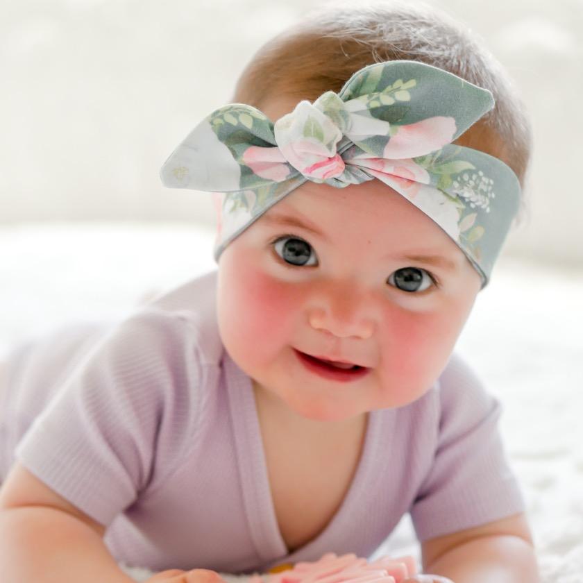 Teal Floral Top Knot Headband